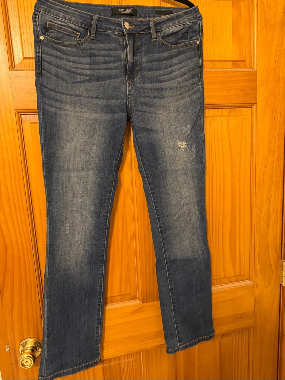 Judy Blue Mid-Rise Straight Leg Jeans in Dark Blue Wash
